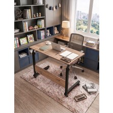 servetavcı Öğrenci Ders Çalışma Masası - Atlantik Çam 80X40 (Tekerli) Oval Kenar