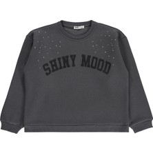 Civil Girls Civil Kız Çocuk Shiny Mood Baskılı Sweatshirt | 3 Ip Uzun Kol | Okul Kreş ve Günlük Kullanım - Gri