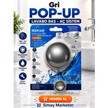 OCK Plast Paslanmaz Çelik Gri , Bas Aç Otomatik Sistem Pop-Up Lavabo Sifonu-Üniversal Bütün Modellere Uyumlu