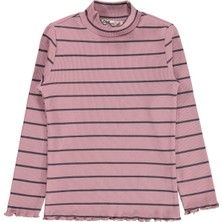 Civil Girls Çizgili Balıkçı Yaka 6-9 Yaş Sweatshirt - Pembe