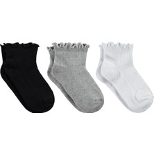 Civil Girls Bambu Basic Overlok 3'lü 3-11 Yaş Kız Çocuk Patik Çorap