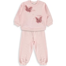 Civil Girls Kelebek Nakışlı 2-5 Yaş Eşofman Takımı - Pembe