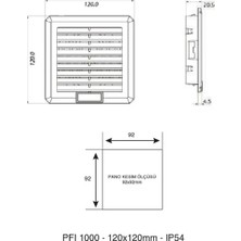 PFI1000 120X120X20,5MM IP54 Pano Çıkış Filtresi Plastim – 10'lu Paket