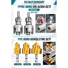 SCHUTZENGER 5 Parça Matkap Uyumlu Pprc Boru Diş Açma ve Pvc Boru Genişletme Seti 1/2–3/4 Inç