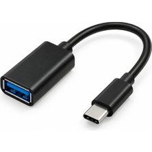 Type-C To USB 3.0 Dişi Otg Dönüştürücü Adaptör Kablosu Siyah Telefon Tablet Bilgisayar Uyumlu Data Veri Aktarım Çevirici Flash Bellek Klavye Mouse Gamepad Kulaklık Yazıcı Bağlantı Aparatı