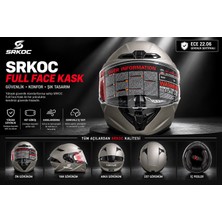 Srkoc Intercom Uyumlu Full Face Ece 22.06 Sertifikalı Gri Motorsiklet Kaskı