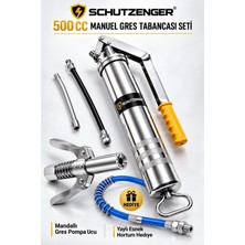 SCHUTZENGER 500 cc Manuel Gres Tabancası Seti Mandallı Kilitli Pompa Ucu ve Yaylı Esnek Hortum Hediyeli