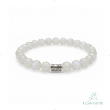 Uçan Geyik Ay Taşı Doğal Taş Bileklik 8mm - Huzur, Denge, Sakinlik - Esnek Tasarım, Unisex Takı