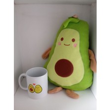 Herbal Accessory Sevimli Avokado Peluş Yastık ve Kupa Hediye Seti