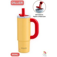 Vagonlife Diller 950 ml Tek Kapak Çift Kullanım Pipetli/rahat Içim Çelik Termos