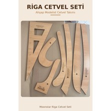 Moonstar Riga Cetvel Seti Ahşap Modelist Cetvel Takımı 7 Parça Gönye Kavadura