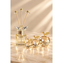ChaCha Home Dekoratif Oda Kokusu Difüzör Şişesi ve 3'lü Kristal Elma Seti Gold Salon Konsol Aksesuarı