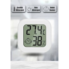 Mini Bebek Sıcaklık Nem Ölçer LCD Oda Termometre Duvara Takılabilen Masaüstü Isı Göstergesi Beyaz