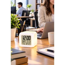 Trendexa Modern Tasarımlı Küp Saat LED Aydınlatmalı Dijital Alarm Saati