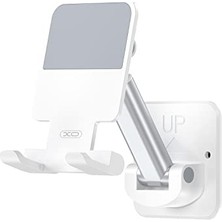 Defne Store C99 Duvar Tipi Telefon Tutucu, 7 Inç Uyumlu, 134 mm Çekmeli, Ayarlanabilir Açı, Yapışkanlı Montaj, Masa Üstü, Cam Yüzeyler Için Uygun (Beyaz)