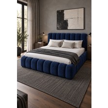 HMZ Paffi Modern Tasarım Lacivert Tek Kişilik Karyola 120 x 200 cm - Bukle 69