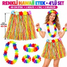 Mey İthalat Mey Ithalat® Renkli Hawaii Etek 40 cm ve 4’lü Hawaii Seti
