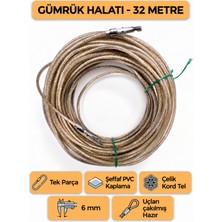 Belirtilmemiş Tır Dorse Kamyon Konteyner Gümrük Halatı Galvanizli Çelik Tel 32 Metre 6mm