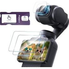 aklow akyoleticaret Djı Osmo Pocket 3/4 ile Uyumlu Temperli Cam Koruyucu, 9h Sertlik, Ar Yansıma Önleyici, Af Oleofobik Kaplama, Hd Görüntü, Parmak Izi Önleyici ve Kolay Uygulama Aparatı