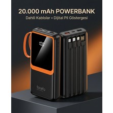 Marsilyan 1. Çoklu Çıkışlı 20000 Mah Powerbank Entegre Kablolu Dijital Ekranlı Taşınabilir Şarj Cihazı