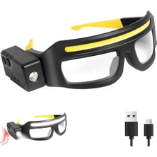 Trendexa Hareket Sensörlü ve Dokunmatik LED Aydınlatmalı Gözlük, 5 Mod, Usb-C, Sarı