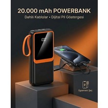 Marsilyan Dahili Çoklu Kablolu 20000 Mah Powerbank Dijital Pil Göstergeli Telefon Şarj Cihazı