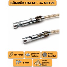 Belirtilmemiş Tır Dorse Kamyon Konteyner Gümrük Halatı Galvanizli Çelik Tel 34 Metre 6mm