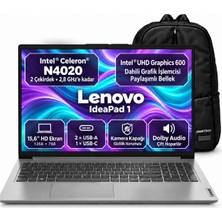 Lenovo Ideapad 1 82V700A8TX S1 Intel Celeron N4020 4gb 128GB SSD 15.6" Windows 11 Home Taşınabilir Bilgisayar + Snertech Çanta