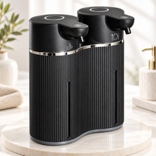 Rulopak 403843 Çift Hazneli Sensörlü Bulaşık Deterjanı ve Sıvı Sabun Dispenseri Siyah