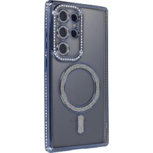 Sovrent Samsung Galaxy S24 Ultra Kılıf Joke Simli Magneticsafe Kılıf - Lacivert