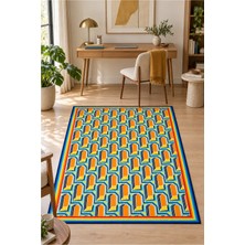 Rugs Modern Halı Sdtplus Retro Geometrik Desenli Çok Renkli Ince Dokuma Taban Salon Halısı OZL221
