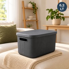 Homing Antrasit Kapaklı Plastik Çok Amaçlı Organizer Kutu 25x18x16 cm