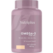 Farmasi Nutriplus Omega-3 Balık Yağ 30 Yumuşak Kapsül 375 mg EPA ve 250 mg DHA İçerir Yetişkinler İçin