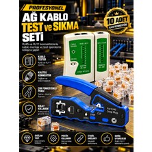 Pemberton Profesyonel RJ45 RJ11 Ağ Kablo Test ve Sıkma Seti / Sıkma Kesme Sıyırma Pensesi + Kablo Test Cihazı + 10 Adet RJ45 Konnektör Cat5 CAT5E Cat6 Ethernet Lan Internet Kablo Ucu Montaj Tamir Seti