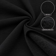 3 Iplik Compact Penye Şardonlu Siyah Kumaş Sweatshirt Eşofman Hoodie (Boy: 100 En: 185 )