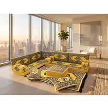 Feyza Decor Home Saraylı Desenli Modern Yer Sofrası ve Balkon Minder Takımı - 10 cm Kalın Süngerli Tam Set