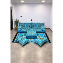 Feyza Decor Home Anadolu Desenli 9 Parça Şark Köşesi Puf ve Kilim Takımı