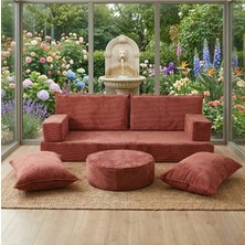 Feyza Decor Home Premium Fitilli Kadife Modüler Dinlenme Minderi 8 Parça 20 cm