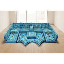 Feyza Decor Home Anadolu Desen Full Set Şark Köşesi Takımı – Otantik Köşe Minderi, Yer Minderi Seti, Kilim Desenli Bohem Oturma Grubu