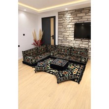 Feyza Decor Home Anadolu Şark Köşesi Takımı 13 Parça | Kilim ve Puf Dahil Süngerli Sedir Seti