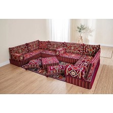 Feyza Decor Home Otantik Bordo Anadolu Deseni Yer Minderi Seti - 20 cm Konfor Seri