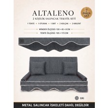 Zish Home ALTALENO Gri 2 Kişilik 130×45 cm Süngerli Bahçe Balkon Salıncak Minderi | Yıkanabilir Kılıflı, Tenteli Keten Kumaş Tekstil Seti | 24 DNS 8 cm Orta Sert Sünger