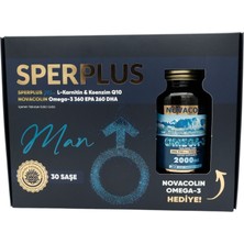 Sperplus Man 30 Saşe + Novacolin Omega-3 30 Kapsül Set – L-Karnitin 2000 Mg, Koenzim Q10 200 Mg, Çinko, Selenyum, Metilfolat, C ve B12 Vitamini