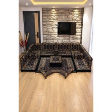 Feyza Decor Home Buhara Desenli 18 Parça Şark Köşesi Oturma ve Sedir Takımı