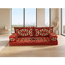 Feyza Decor Home Otantik Şark Köşesi Yer Minderi -Yörük Kilim Desenli Balkon Sedir Takımı