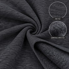 3 Iplik Şardonlu Antrasit Kumaş Sweatshirt Eşofman Hoodie (Boy: 100 En: 185 )