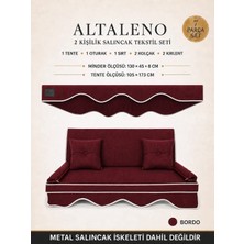 Zish Home ALTALENO Bordo 2 Kişilik 130×45 cm Süngerli Bahçe Balkon Salıncak Minderi | Yıkanabilir Kılıflı, Tenteli Keten Kumaş Tekstil Seti | 24 DNS 8 cm Orta Sert Sünger