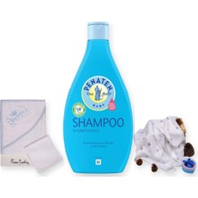 Penaten Baby Shower Hediye Seti 3 Parça: Pierre Cardin Kundak Havlu + Şampuan + Sema Baby Müslin Örtü - Mavi