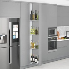 Elovias Starax 20cm Çift Açılım Gizli Raylı 4 Sepetli Ahşap Tabanlı Şişelik Sol (S-2929-C)
