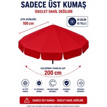Düvenci Kırmızı Polyester Kumaş, 200 cm / 10 Telli (Plaj Şemsiyesi Uyumlu)